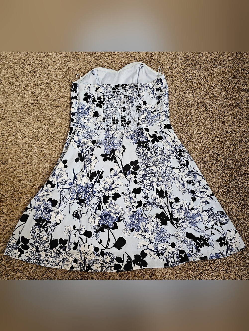 Express blue Floral Strapless dress mini top summerFlower sz 6 Small Medium Y2K - Picture 10 of 13